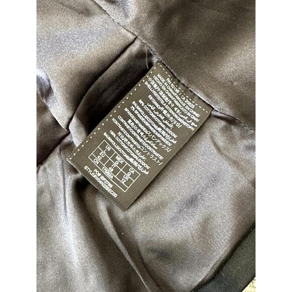 Guess Black Velvet Lapel Faux Leather Look Blazer Womens L Fitted Jacket Stretch - Picture 7 of 8